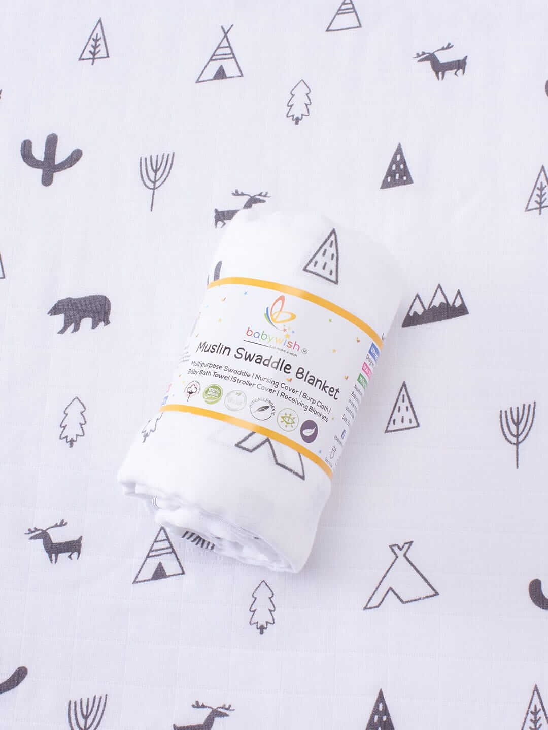 Muslin Swaddle Blankets 100% Organic for Newborn Baby – Soft Multipurpose Infant Swaddle 112x112cm, Breathable Cotton Wrap for Sleeping, Nursing, Travel, and Baby Comfort