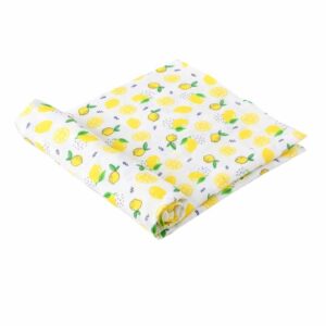 Lemon Print Baby Muslin Swaddle Blanket for Newborn Babies Soft Breathable Cotton Receiving Wrap, White Yellow Color | Babywish