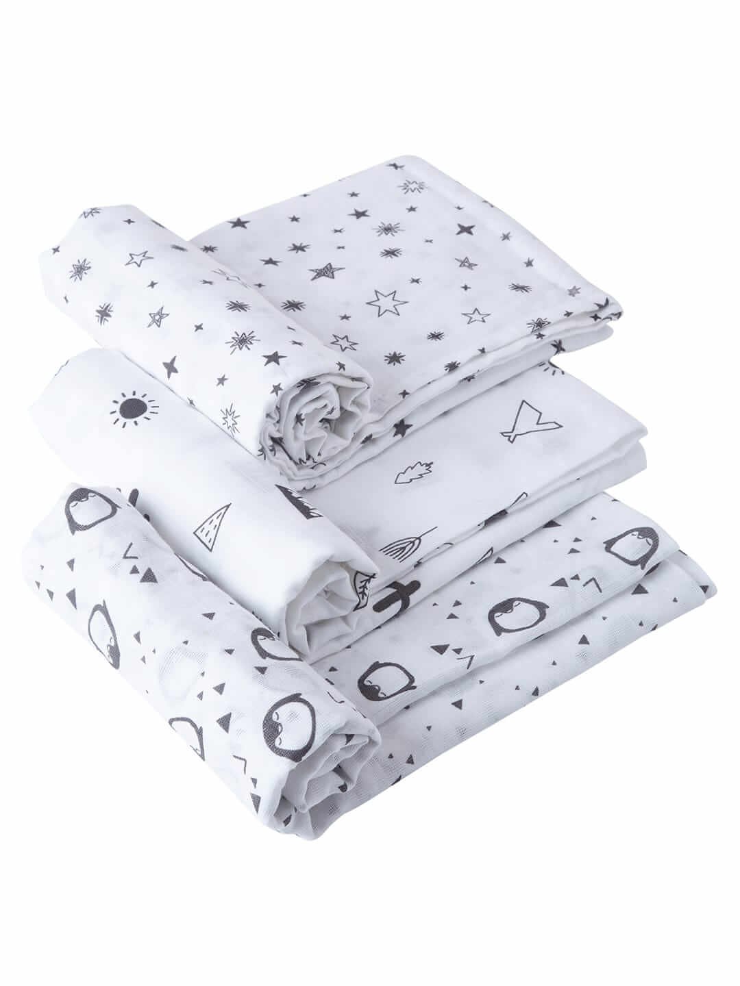 Muslin Swaddle Blankets 100% Organic for Newborn Baby – Soft Multipurpose Infant Swaddle 112x112cm, Breathable Cotton Wrap, Combo Pack of 3, Ideal for Sleeping, Nursing, and Baby Care