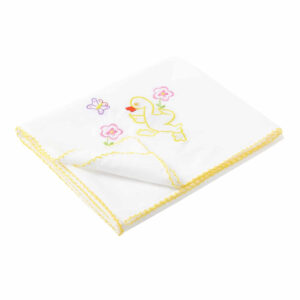 Organic Muslin Baby Swaddle Blanket White Cotton Newborn Wrapper with Cute Duck Print