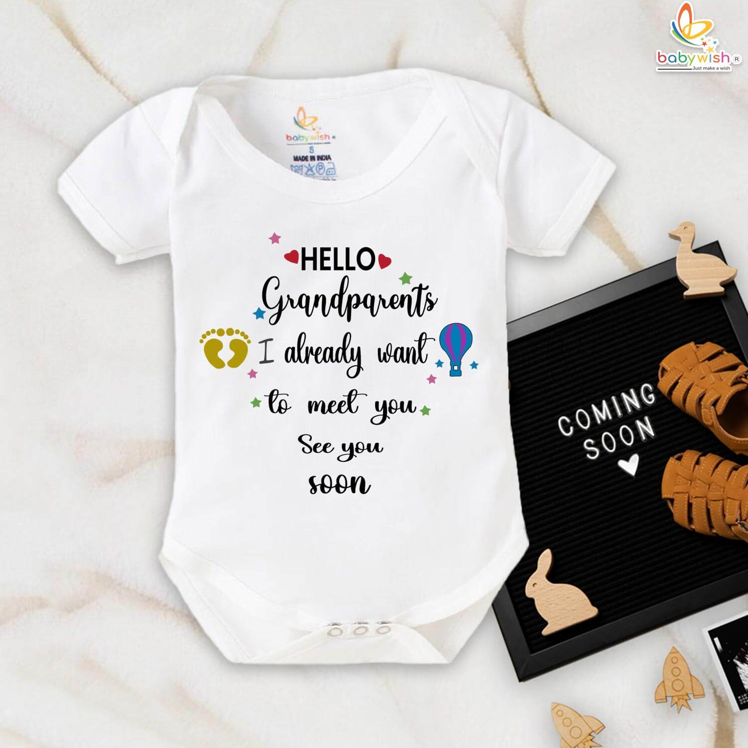 Baby Announcement Romper Personalized – Pregnancy Reveal for Grandparents | Gender Neutral Newborn Bodysuit – Babywish