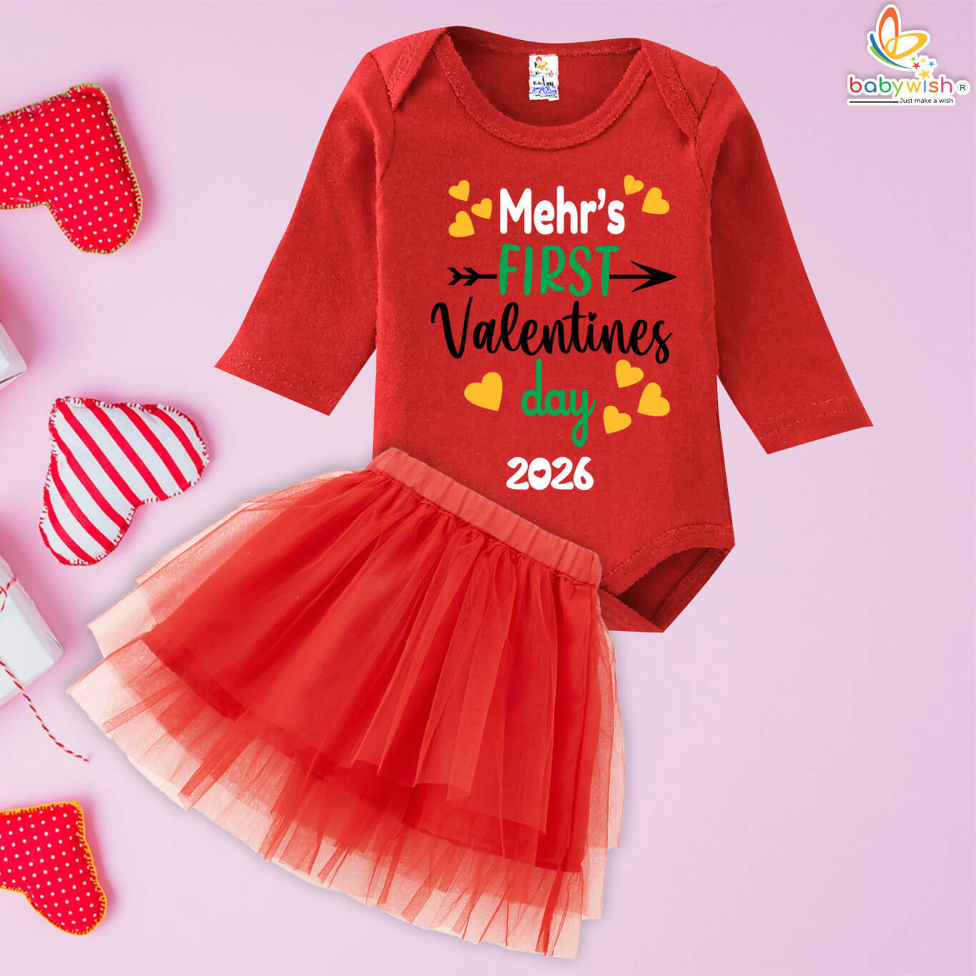 personalized first valentine baby tutu skirt outfit