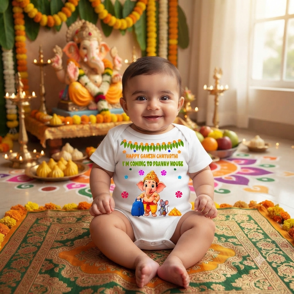Personalized Ganpati Baby Romper