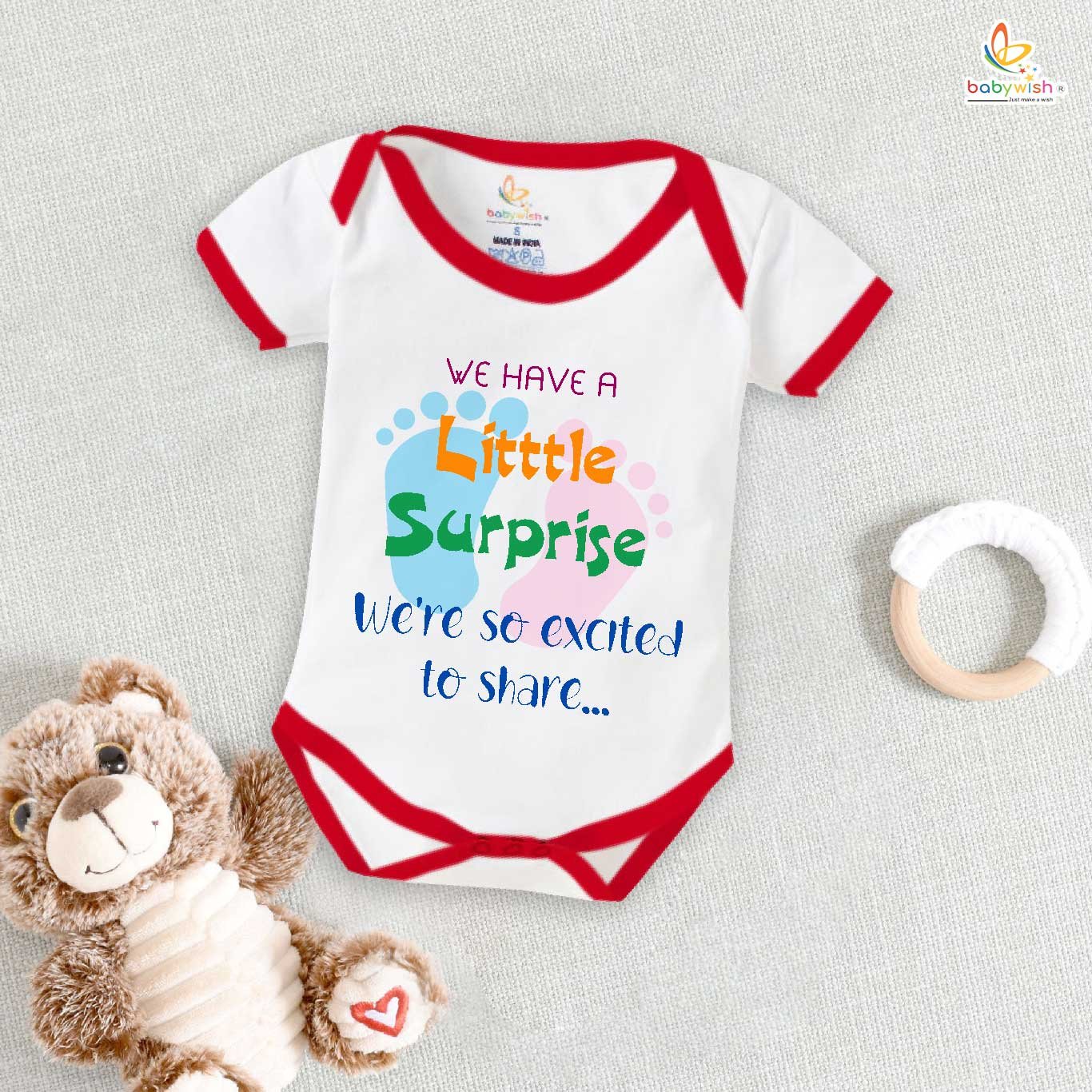 Pregnancy Announcement Baby Romper – We Have a Little Surprise Bodysuit – Cute Baby Reveal Outfit for Newborn Baby Girl or Boy – Babywish