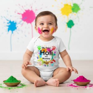 festive holi kids romper baby