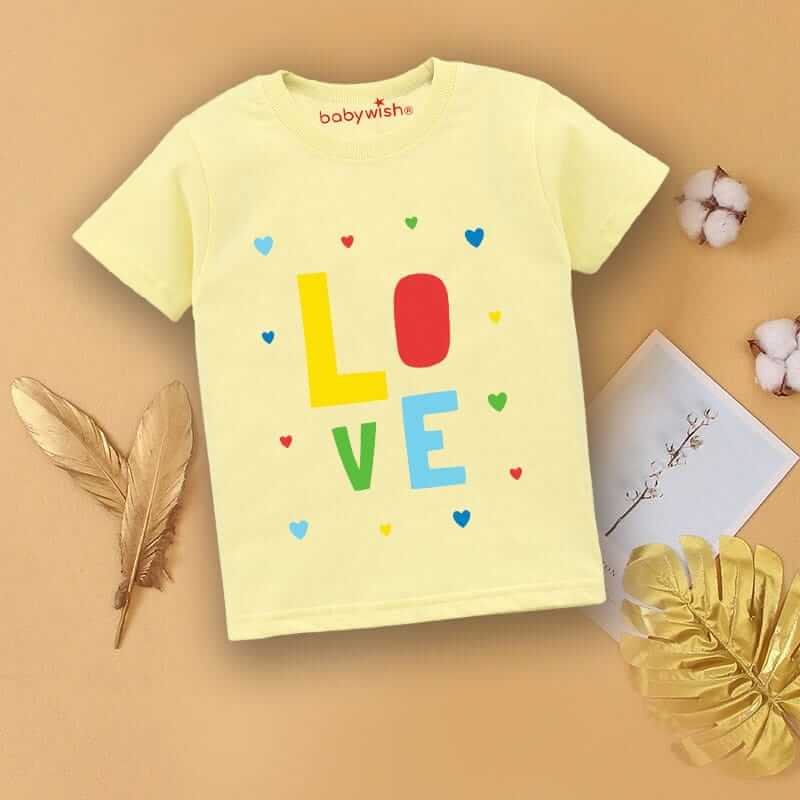 Printable Family T-shirt for Kids Clothes Unisex Newborn Topwear Outfit Cotton Tshirt Half Sleeve Round Neck Dress for Boy n Girl "Love Heart Print"