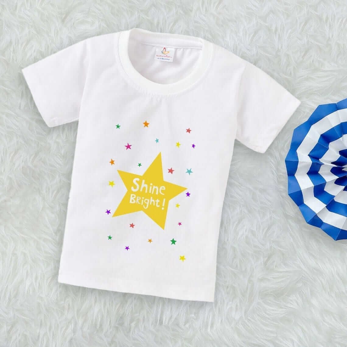 Printable Family T-shirt for Kids Clothes Unisex Newborn Topwear Outfit Cotton Tshirt Half Sleeve Round Neck Dress for Boy n Girl "Shine Bright  Star"