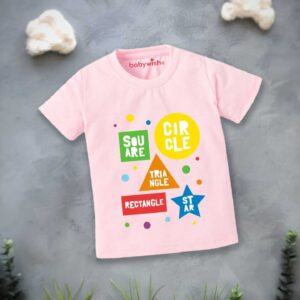 Square Circle Star Printed Cotton Summer T-Shirt for Kids Boys Girls