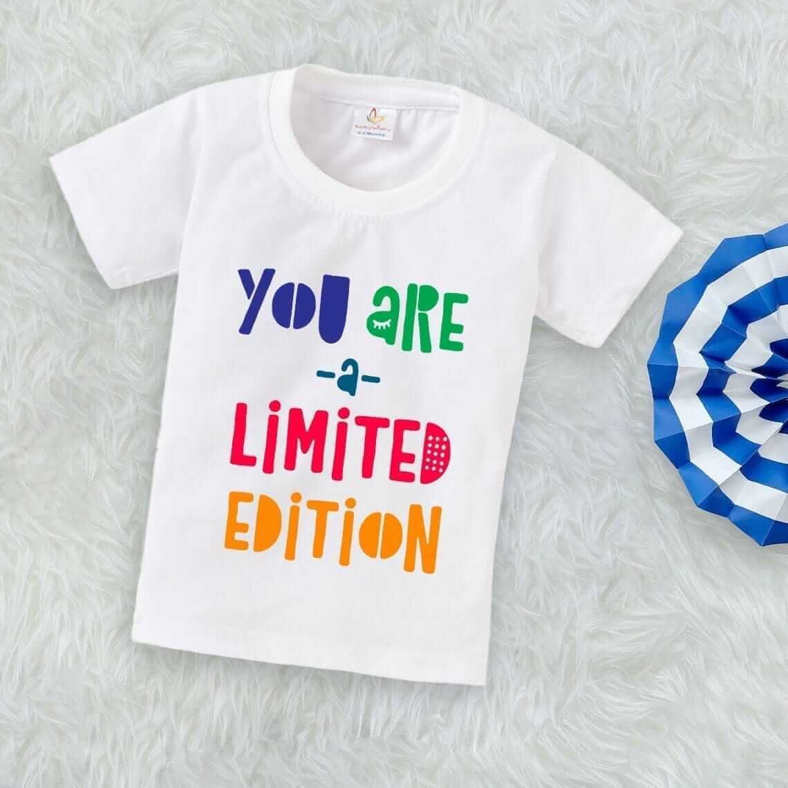Printable Family T-shirt for Kids Clothes Unisex Newborn Topwear Outfit Cotton Tshirt Half Sleeve Round Neck Dress for Boy n Girl "You are Limited Editions"