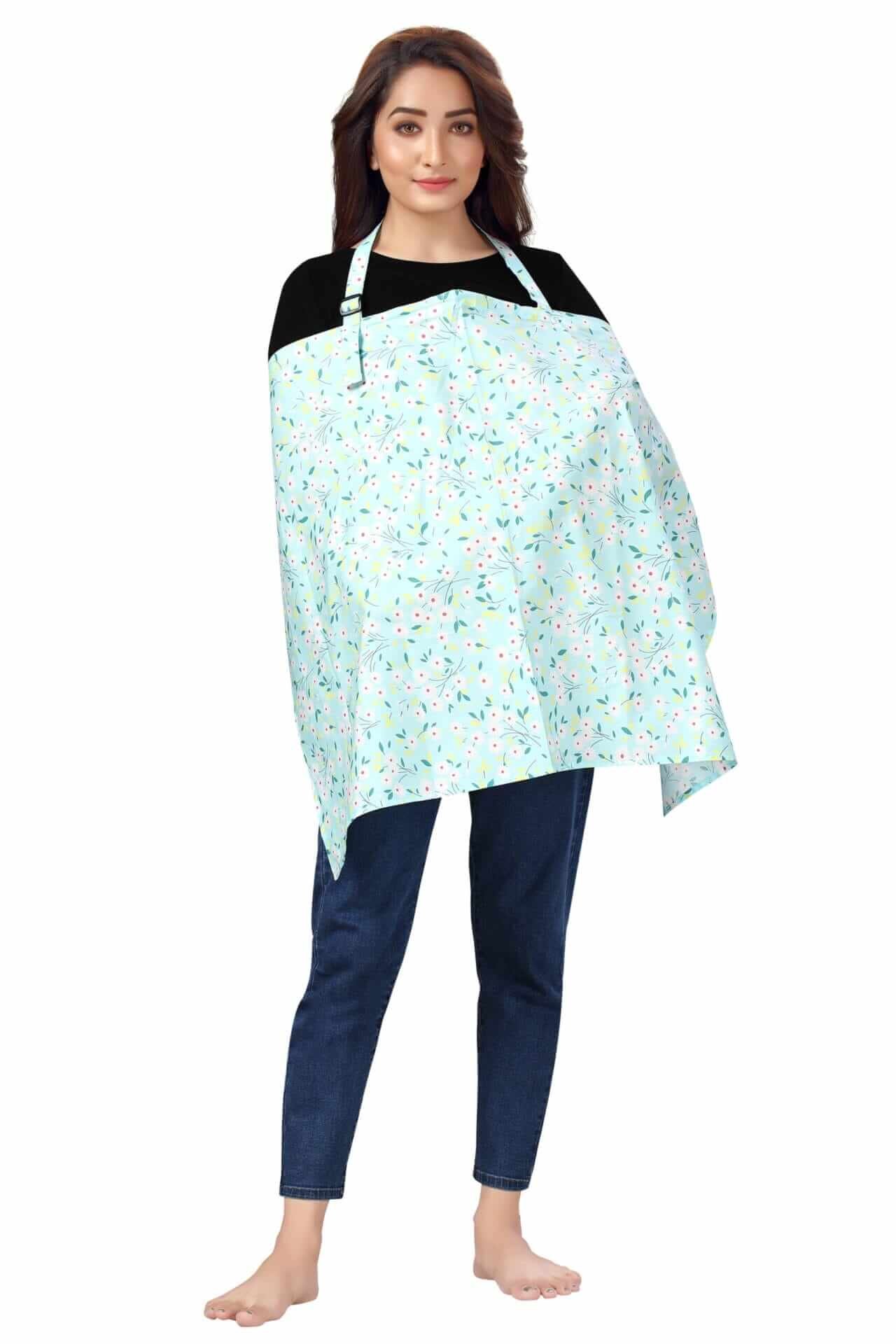 Nursing covers for Mother Breathable feeding cover for Breastfeeding 360° Coverage Protection Cover - Blue Lily Floral
