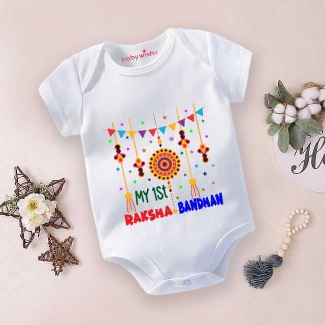 Rakshabandhan Baby Romper | Brother Sister Matching Outfit | Cute Newborn Rakhi Onesie Dress | Infant Festival Wear | Rakshabandhan Gift Clothing for Baby Boys & Girls – Babywish