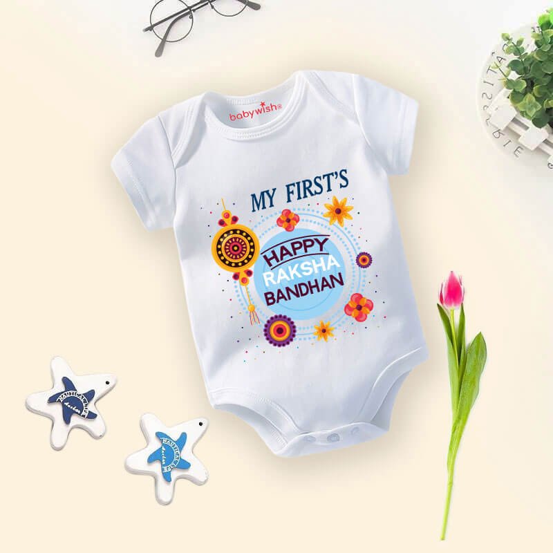 Rakshabandhan Romper for Baby | Brother Sister Matching Dress | Newborn Rakhi Onesie | Cute Infant Outfit for Festival | Rakshabandhan Gift Clothing for Baby Boys & Girls – Babywish