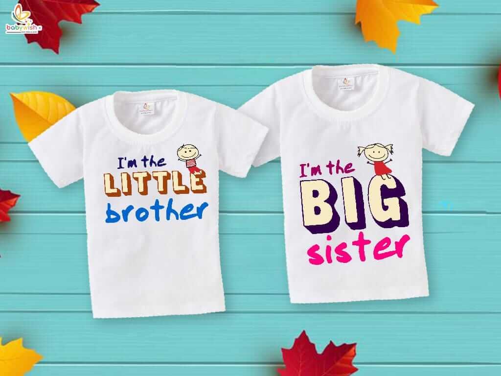 Rakshabandhan Special Combo White T-Shirts for Kids, Brother and Sister Matching Set, Half Sleeve Topwear, Combo Pack of 2, Festive Rakhi Outfit Babywish