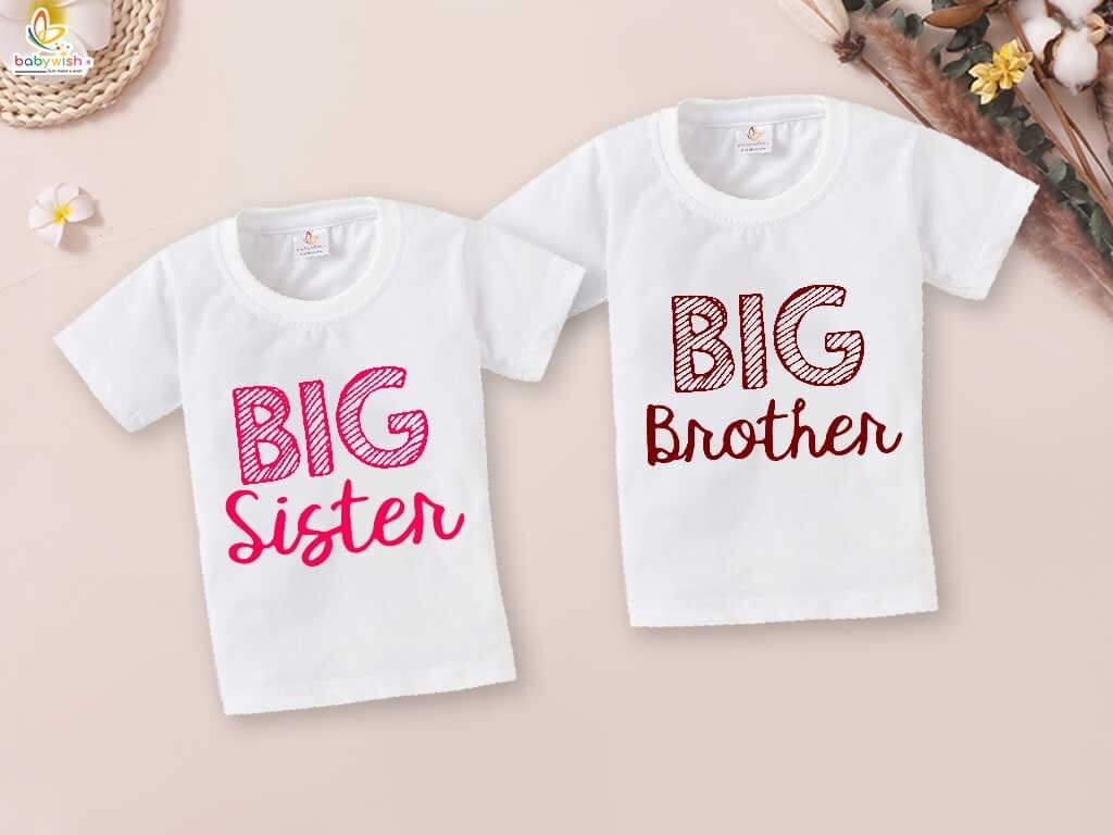 Rakshabandhan Special Combo White T-Shirts for Kids, Brother and Sister Matching Set, Half Sleeve Topwear, Combo Pack of 2, Festive Rakhi Outfit Babywish