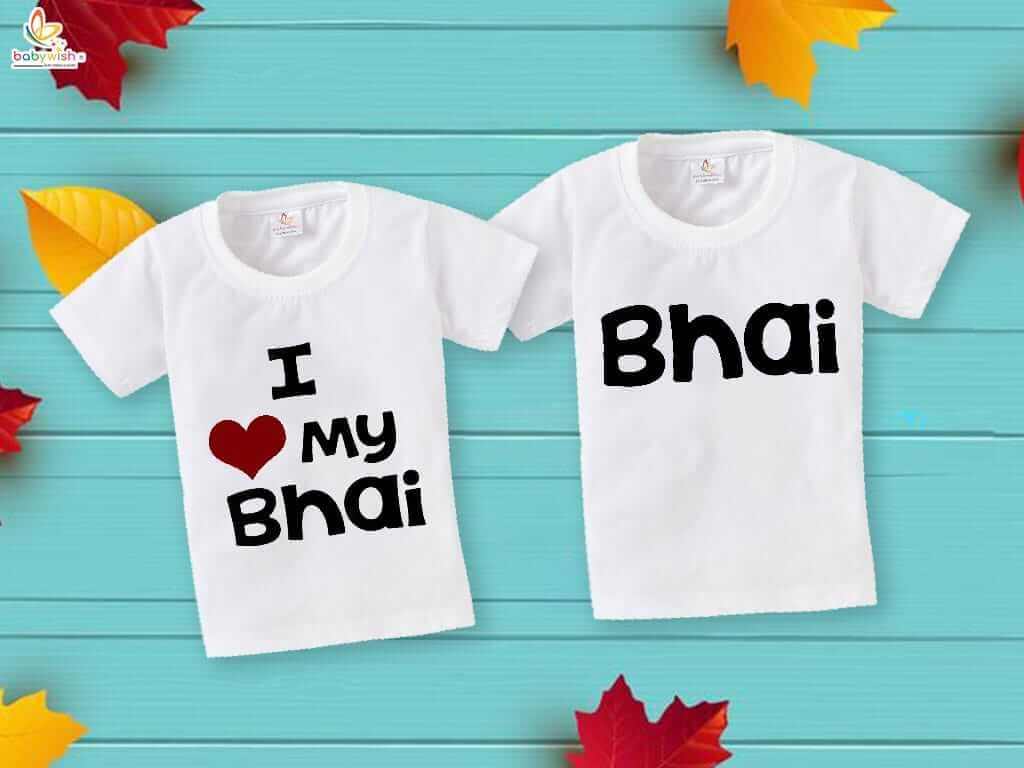 Rakshabandhan Special Combo White T-Shirts for Kids, Brother and Sister Matching Set, Half Sleeve Topwear, Combo Pack of 2, Festive Rakhi Outfit Babywish