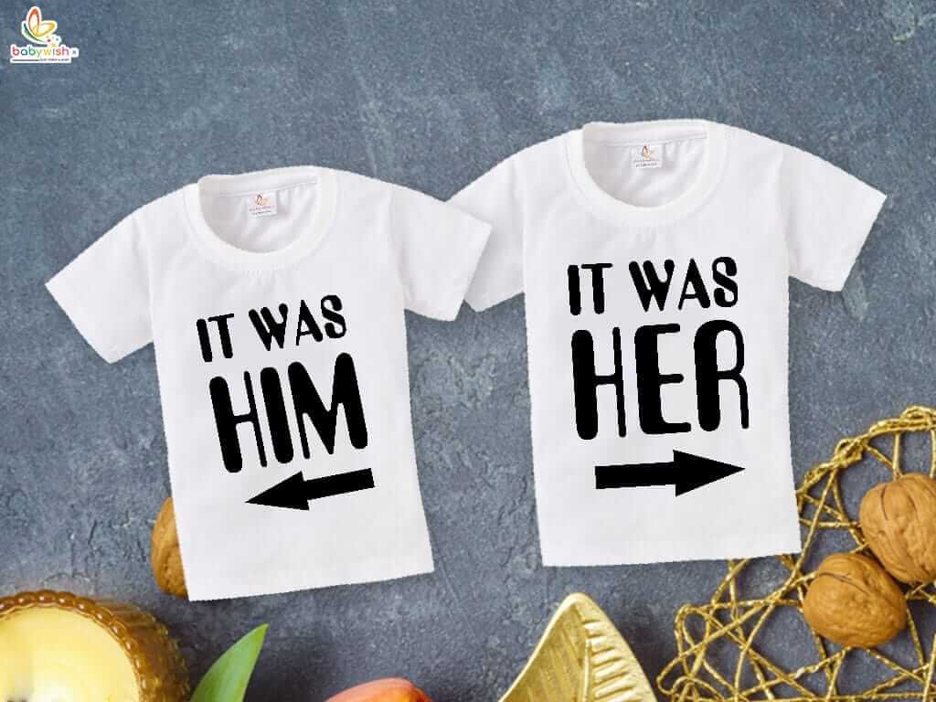 Rakshabandhan Special Combo White T-Shirts for Kids, Brother and Sister Matching Set, Half Sleeve Topwear, Combo Pack of 2, Perfect Rakhi Outfit Babywish