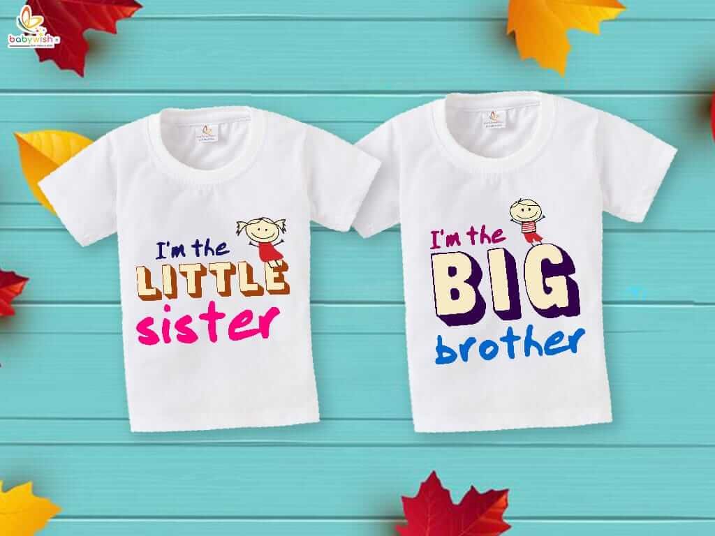 Rakshabandhan Special Combo White T-Shirts for Kids, Brother and Sister Matching Set, Half Sleeve Topwear, Combo Pack of 2, Perfect Rakhi Outfit Babywish