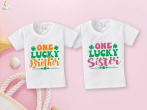 Rakshabandhan Special Combo White T-Shirts for Kids, Brother and Sister Matching Set, Half Sleeve Topwear, Combo Pack of 2, Perfect Rakhi Outfit Babywish