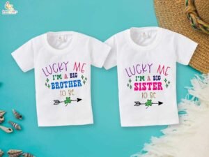 Rakshabandhan Special Combo White T-Shirts for Kids, Brother and Sister Matching Set, Half Sleeve Topwear, Combo Pack of 2, Festive Rakhi Outfit Babywish