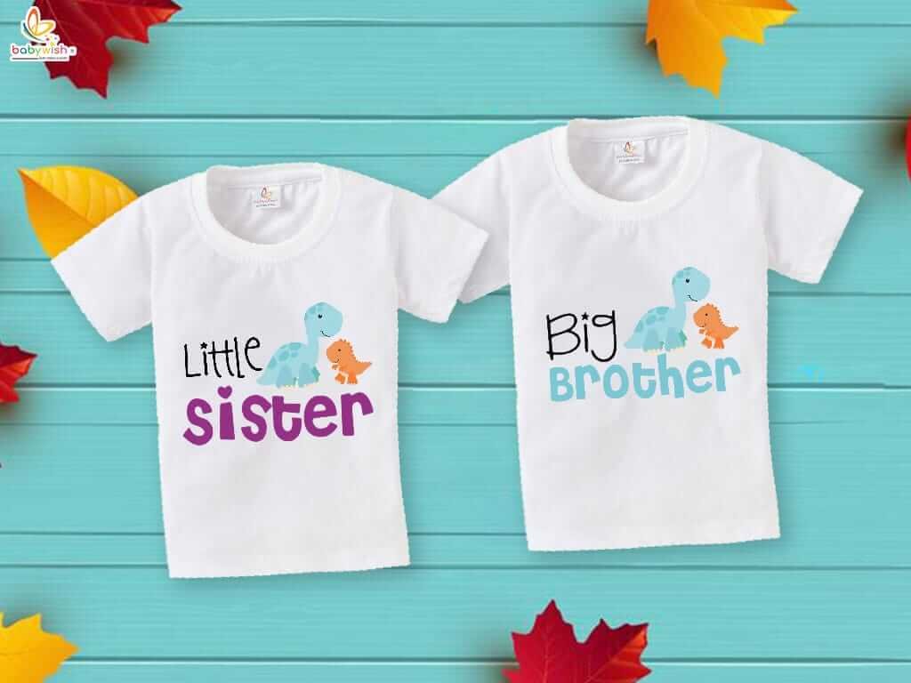Rakshabandhan Special Combo White T-Shirts for Kids, Brother and Sister Matching Set, Half Sleeve Topwear, Combo Pack of 2, Perfect Rakhi Outfit Babywish