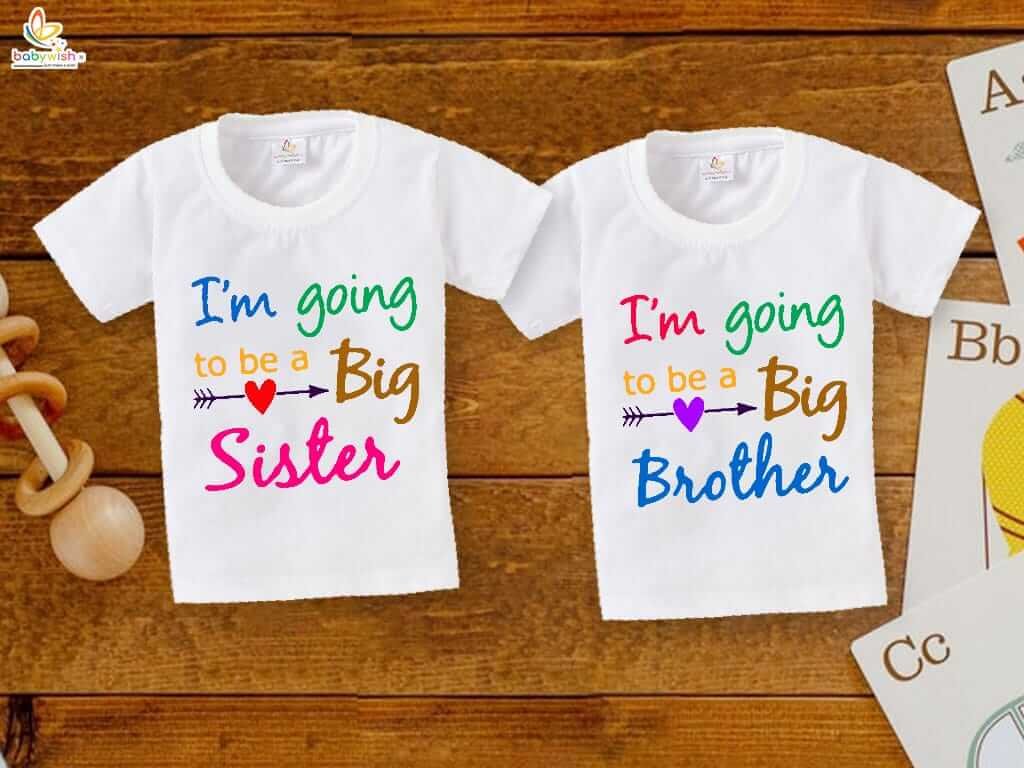 Rakshabandhan Special Combo White T-Shirts for Kids, Brother and Sister Matching Set, Half Sleeve Topwear, Combo Pack of 2, Perfect Rakhi Outfit Babywish