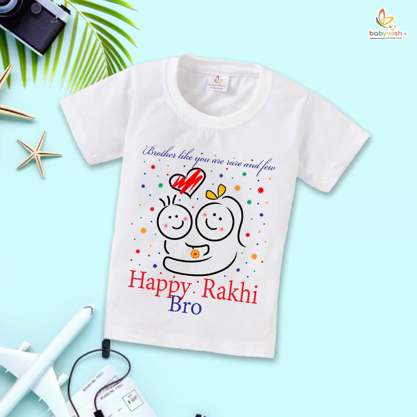 Rakshabandhan T-Shirt for Kids, Brother Sister Matching Outfit, Cute Rakhi Festival Gift Tee, Half Sleeve Cotton Topwear for Boys & Girls – Babywish