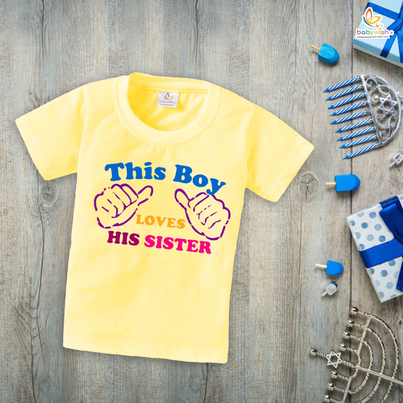 Rakshabandhan T-Shirt for Kids, Brother Sister Matching Outfit, Cute Rakhi Festival Gift Tee, Half Sleeve Round Neck Topwear for Boys & Girls – Babywish