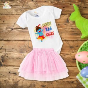 Ramnavmi Festival Newborn Girl’s Tutu Skirt & Romper | Baby Girl Navratri Outfit | Traditional Ethnic Bodysuit Dress | Infant Girl Partywear Onesies for Festive Celebration