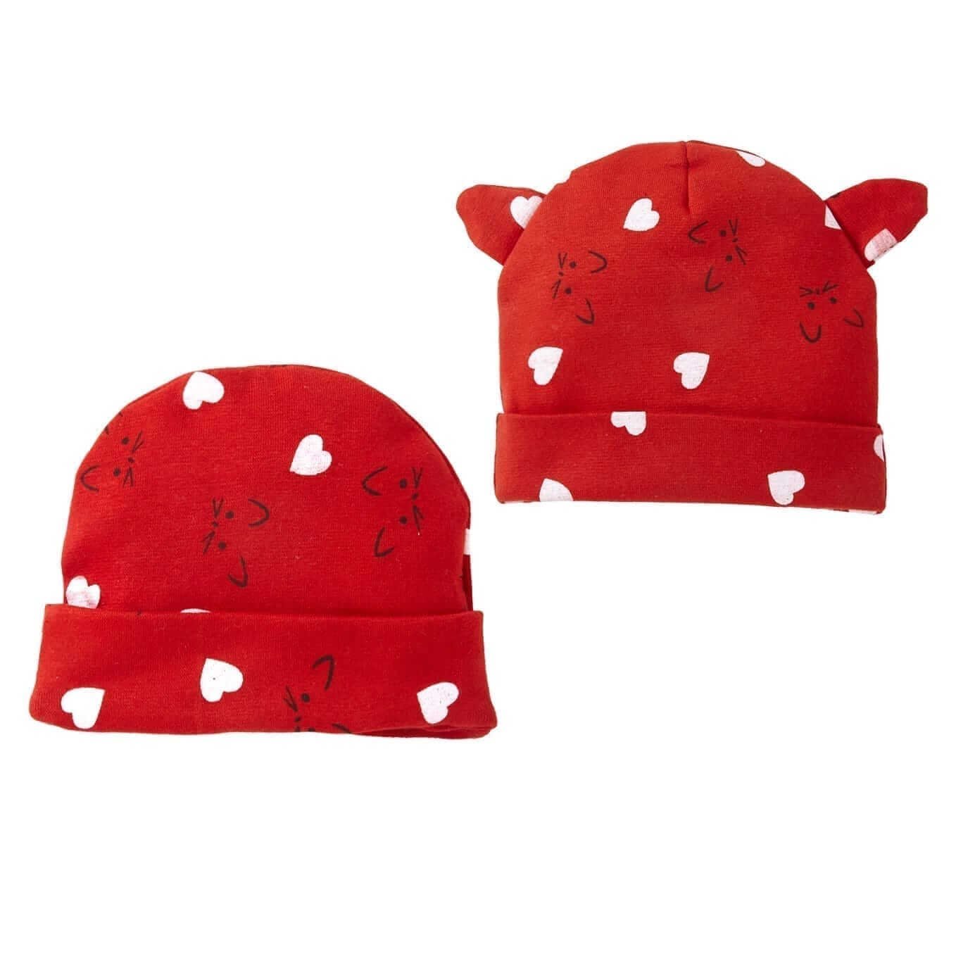 Baby caps for Newborn Fancy knitted Beanies Kids Red Ear Bear Hat for Infants 0 - 6 Months baby