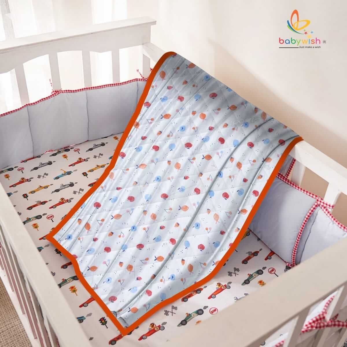 GOTS Certified Organic Muslin Baby Dohar Blanket for Newborn Soft Crib All Seasons Quilt for Microfiber Giftset - Red Fruit Island