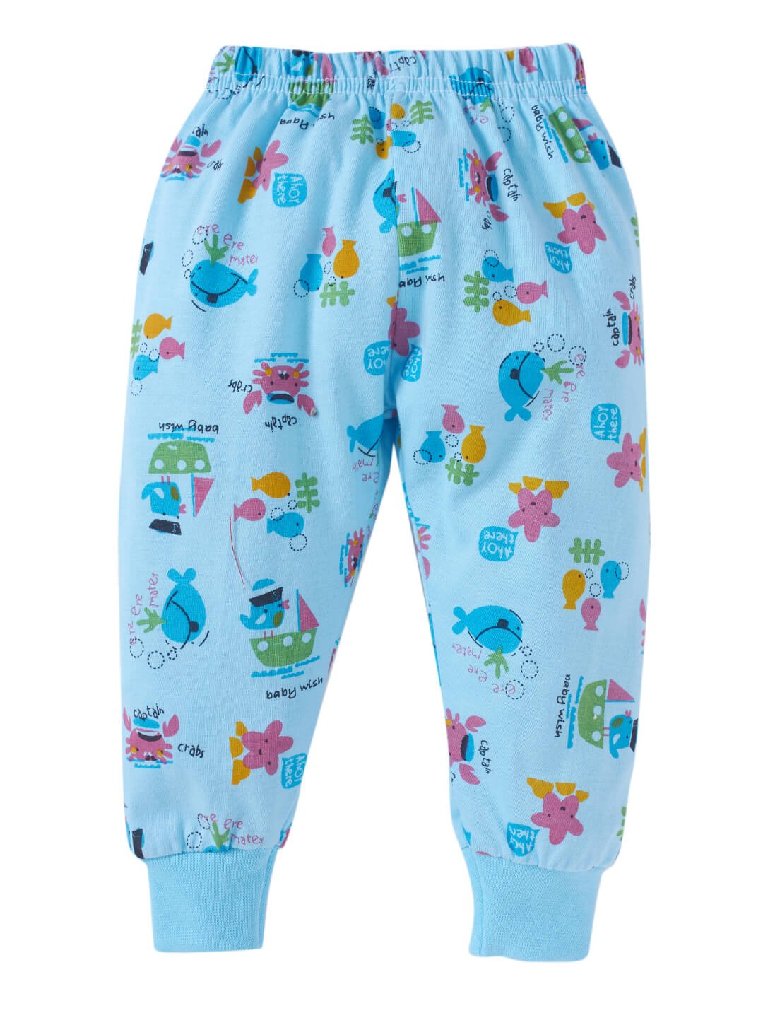 Ocean Print Cotton Pajama Pants for Babies