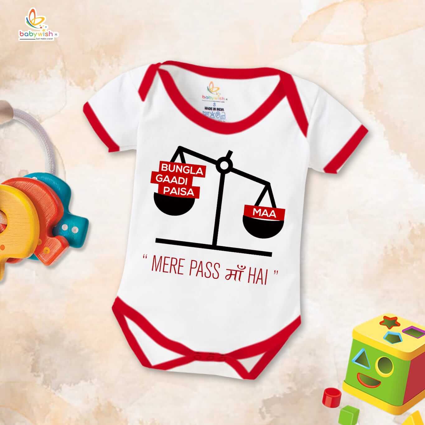 Mothers Day Special Baby Outfit Half Sleeve Unisex Romper Onesies for Newborn baby - Red, 9-12 Months