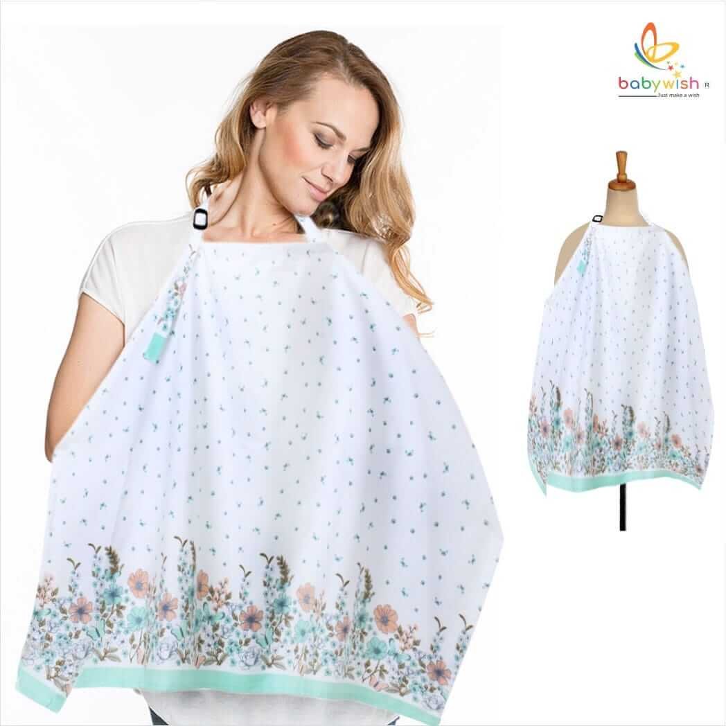 Nursing covers for Mother Breathable feeding cover for Breastfeeding 360° Coverage Protection Cover - Blue Floral Theme