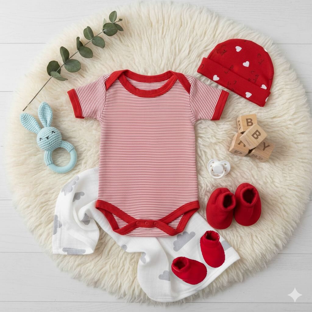 Newborn Baby Clothing Set Soft Cotton Romper with Cap Mittens and Booties Baby Essentials Combo Babywish