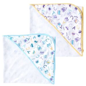 Baby Flannel Hooded Towels for Newborn – Soft Alphabet Printed Bath Towel for Boys and Girls, Infant Kids Hooded Bath Towel for Comfortable Drying