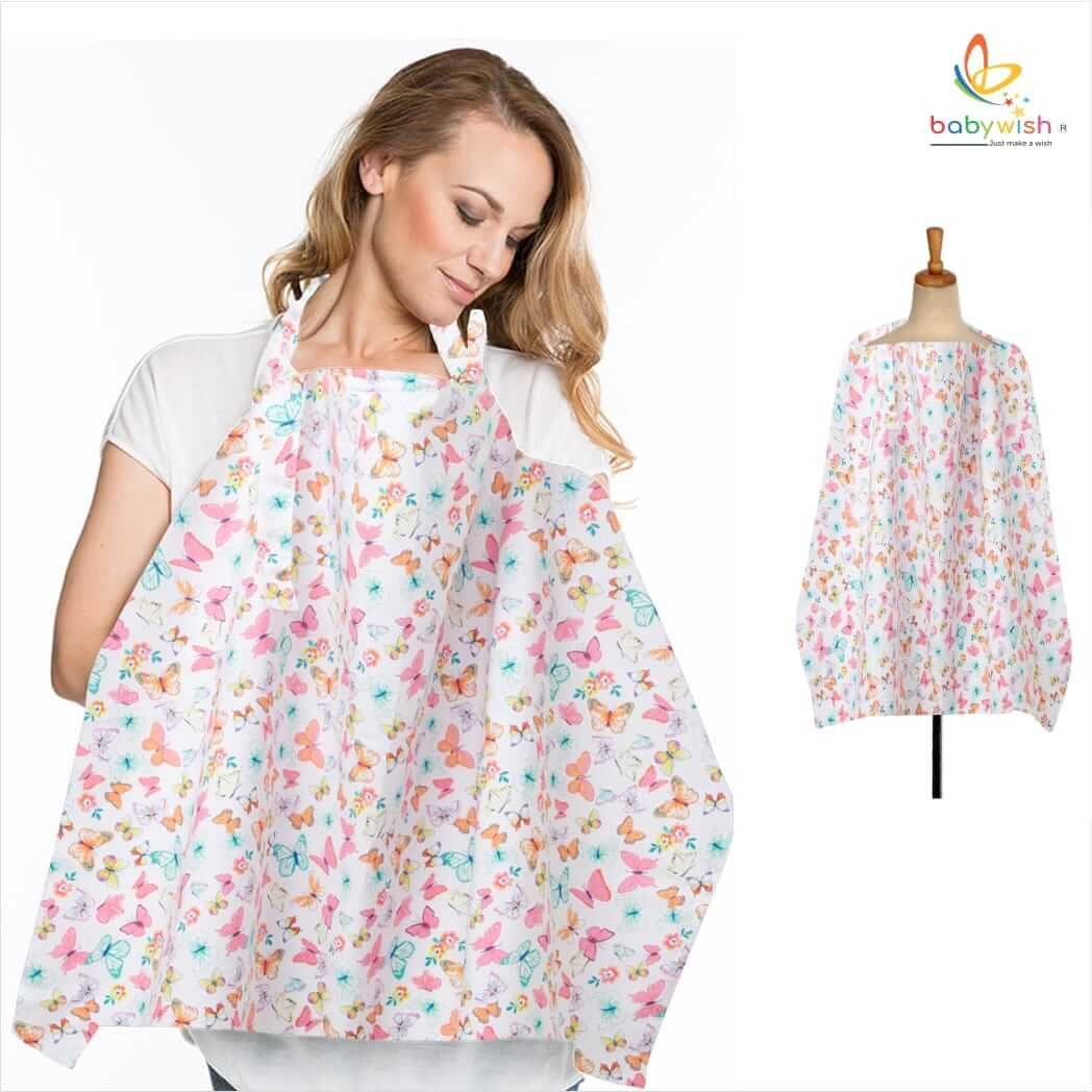 Nursing covers for Mother Breathable feeding cover for Breastfeeding 360° Coverage Protection Cover - White Butterfly Garden