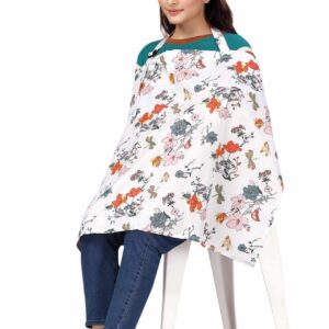 Nursing covers for Mother Breathable feeding cover for Breastfeeding 360° Coverage Protection Cover - White Lotus Floral