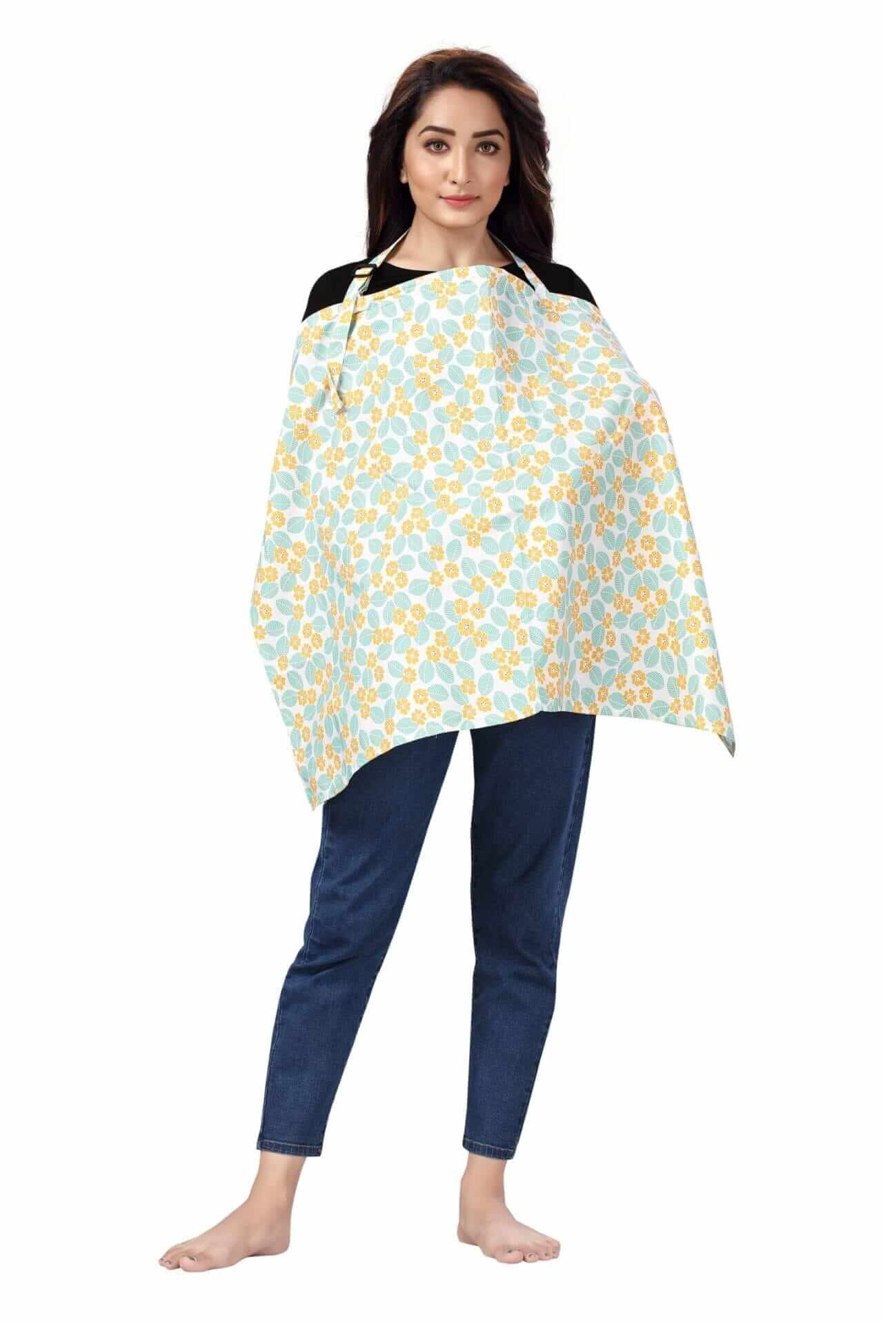 Nursing covers for Mother Breathable feeding cover for Breastfeeding 360° Coverage Protection Cover - Yellow Lily Floral