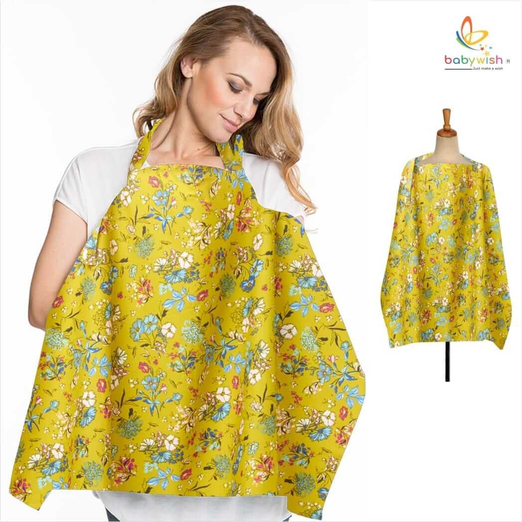 Nursing covers for Mother Breathable feeding cover for Breastfeeding 360° Coverage Protection Cover - Yellow Water Lily