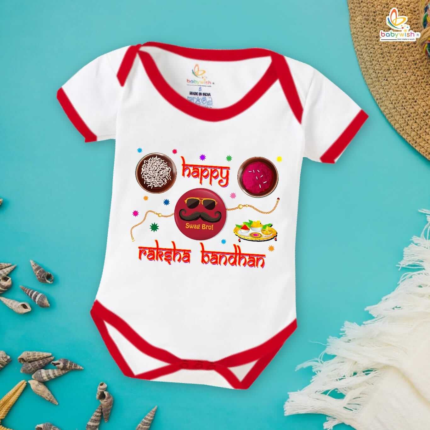 Stylish Rakshabandhan Romper for Kids, Brother Sister Matching Outfit, Cute Rakhi Gift Onesie, Soft Cotton Half Sleeve Dress for Boys and Girls Babywish