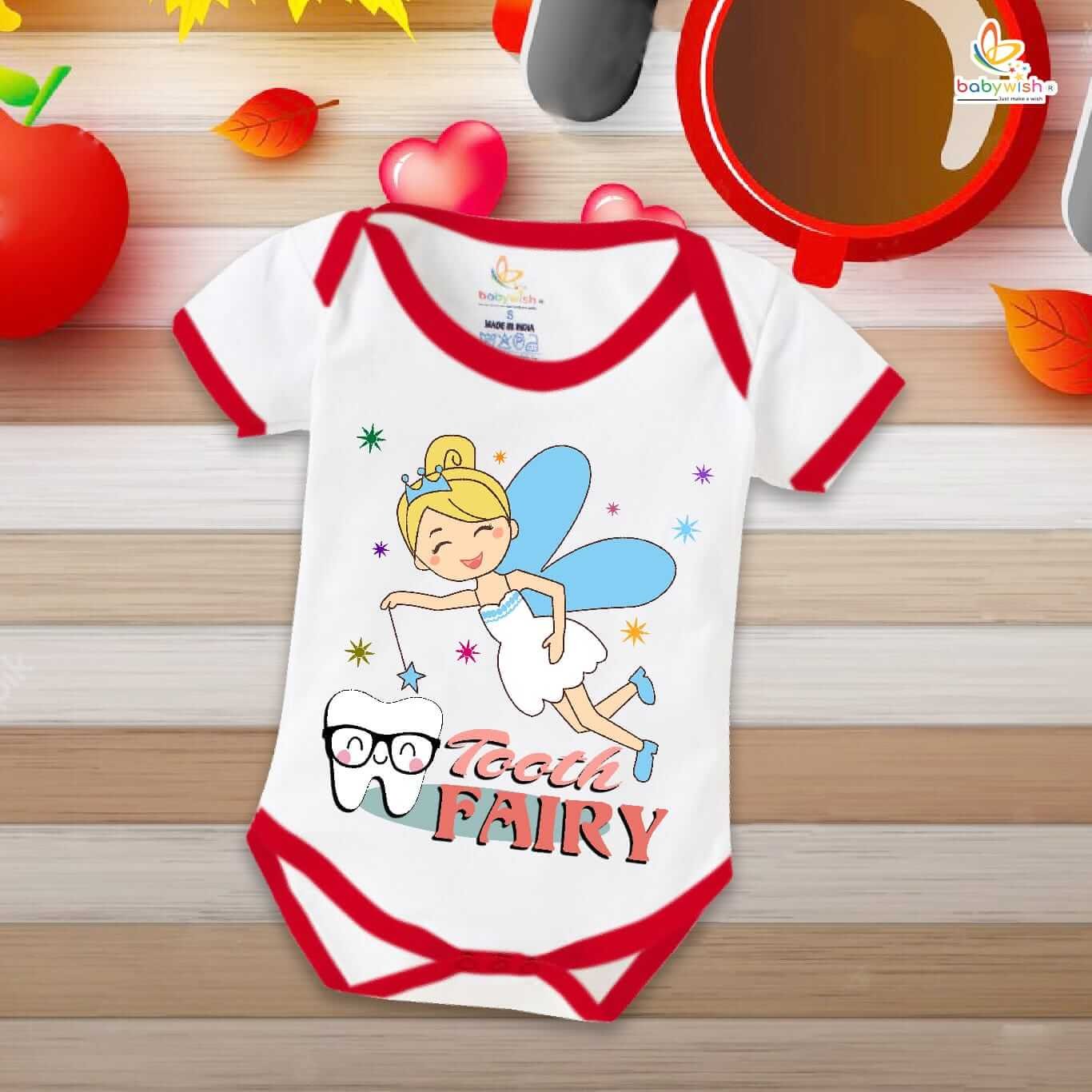 Tooth Fairy Baby Romper – My First Tooth Bodysuit for Newborn & Infant | Cute First Tooth Milestone Outfit – Babywish