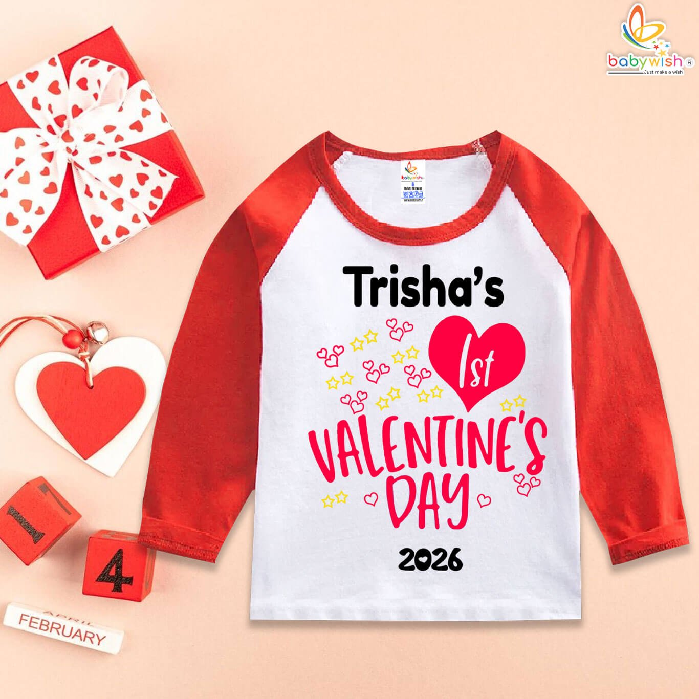 personalized baby 1st Valentine’s Day t-shirt