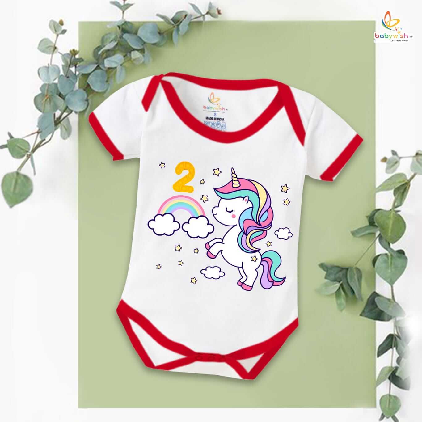 Baby Unicorn 2nd Birthday Onesie Cute Printed Cotton Baby Romper Soft Comfortable Bodysuit for Baby Girls Party Wear Outfit Babywish colo white, Pink, Red, Lemon, Sea green age(0-3 or 3-6 months) Babywish