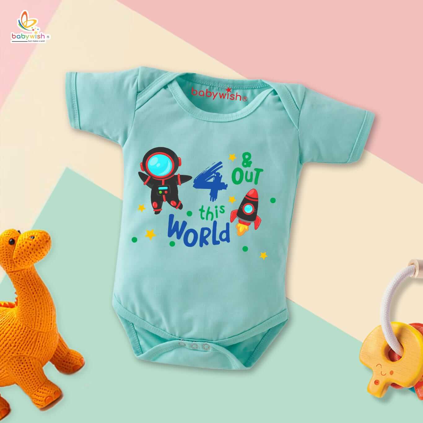 Babywish space theme baby romper with astronaut rocket print
