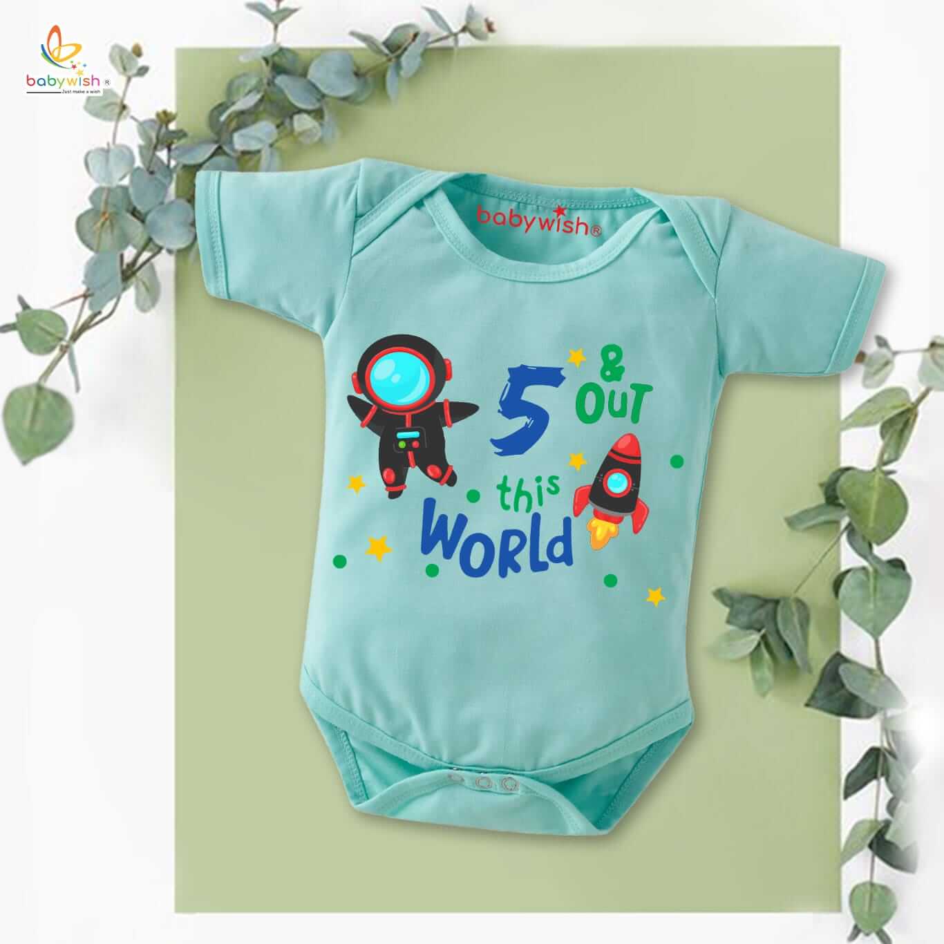 5 Month Baby Romper | Unisex Half Sleeve Round Neck Onesie for Newborn Boys & Girls | Soft Cotton Infant Bodysuit Outfit for Daily Wear & Gifting