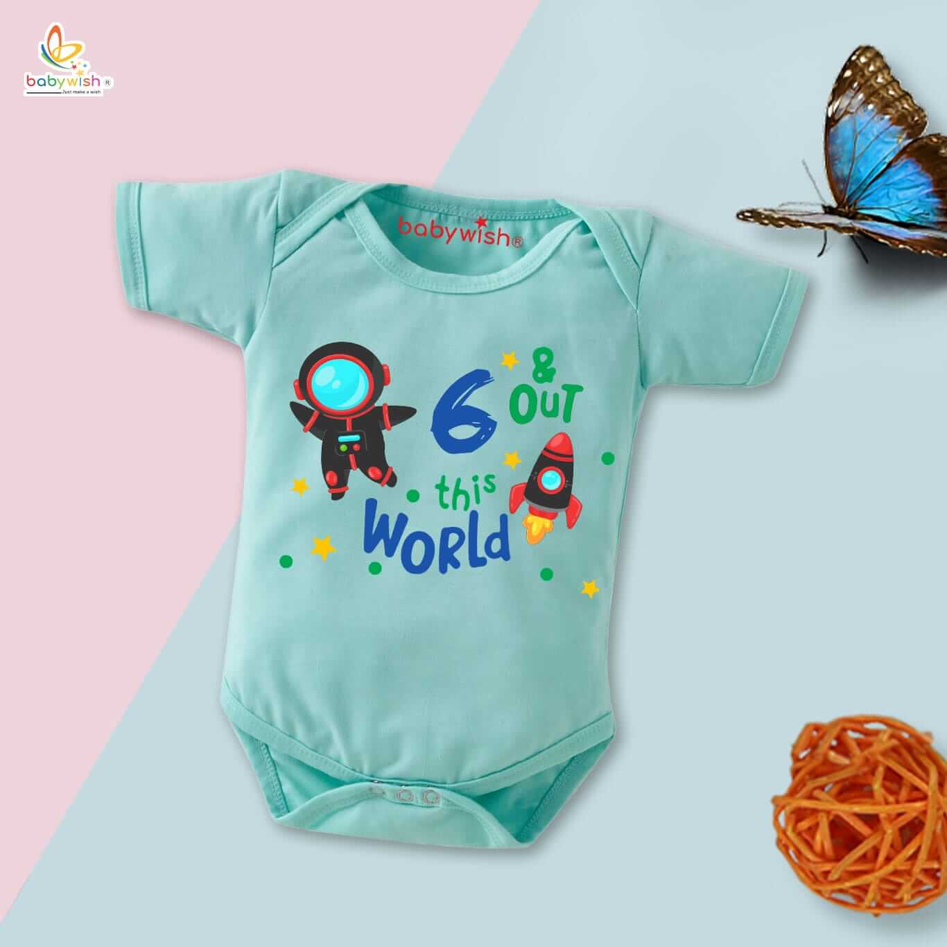 6 Month Baby Romper | Unisex Half Sleeve Round Neck Onesie for Boys & Girls | Soft Cotton Infant Bodysuit Outfit for Newborns Daily Wear & Gifting