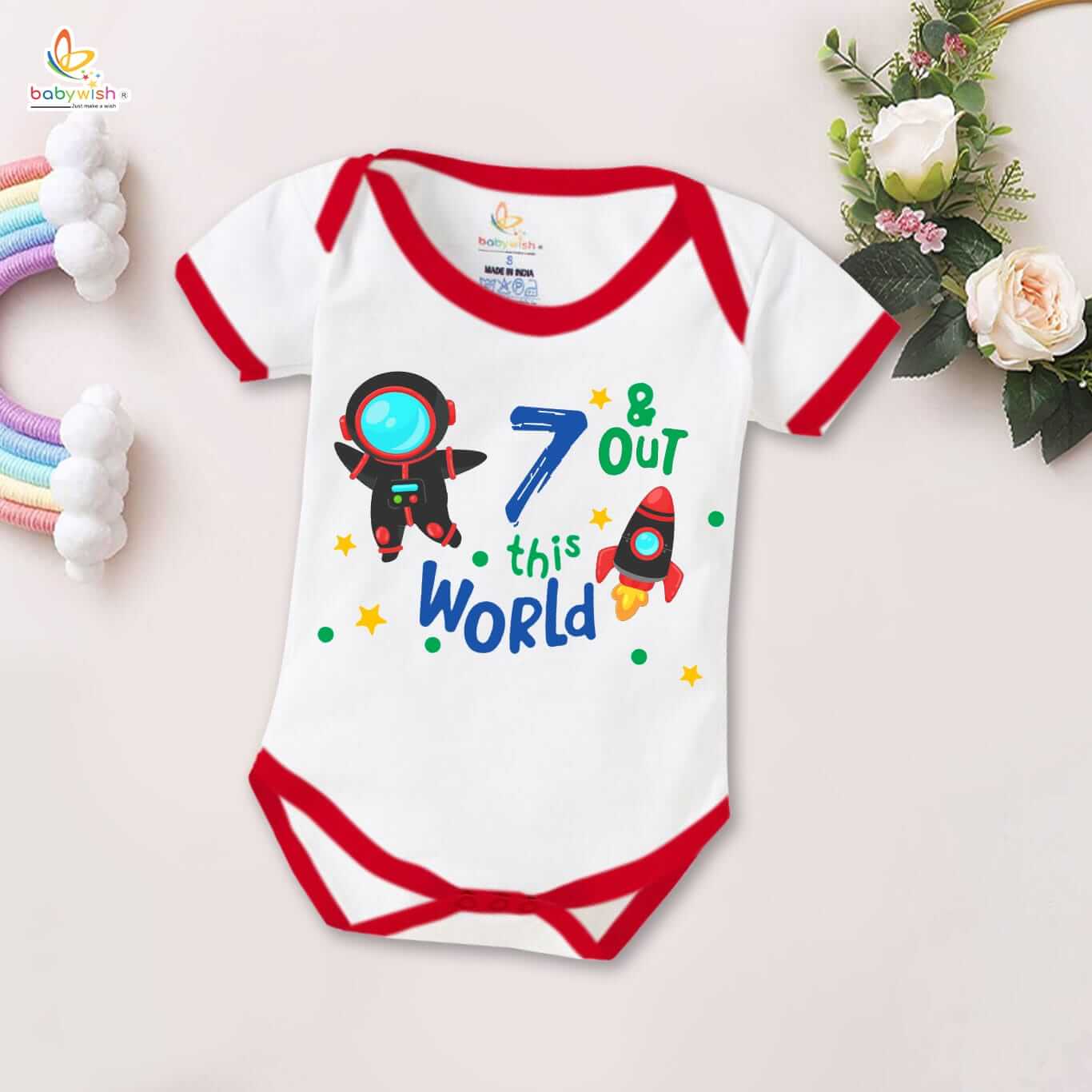 7 Month Baby Romper | Unisex Half Sleeve Round Neck Onesie for Boys & Girls | Soft Cotton Infant Bodysuit Outfit for Newborns Daily Wear & Gifting