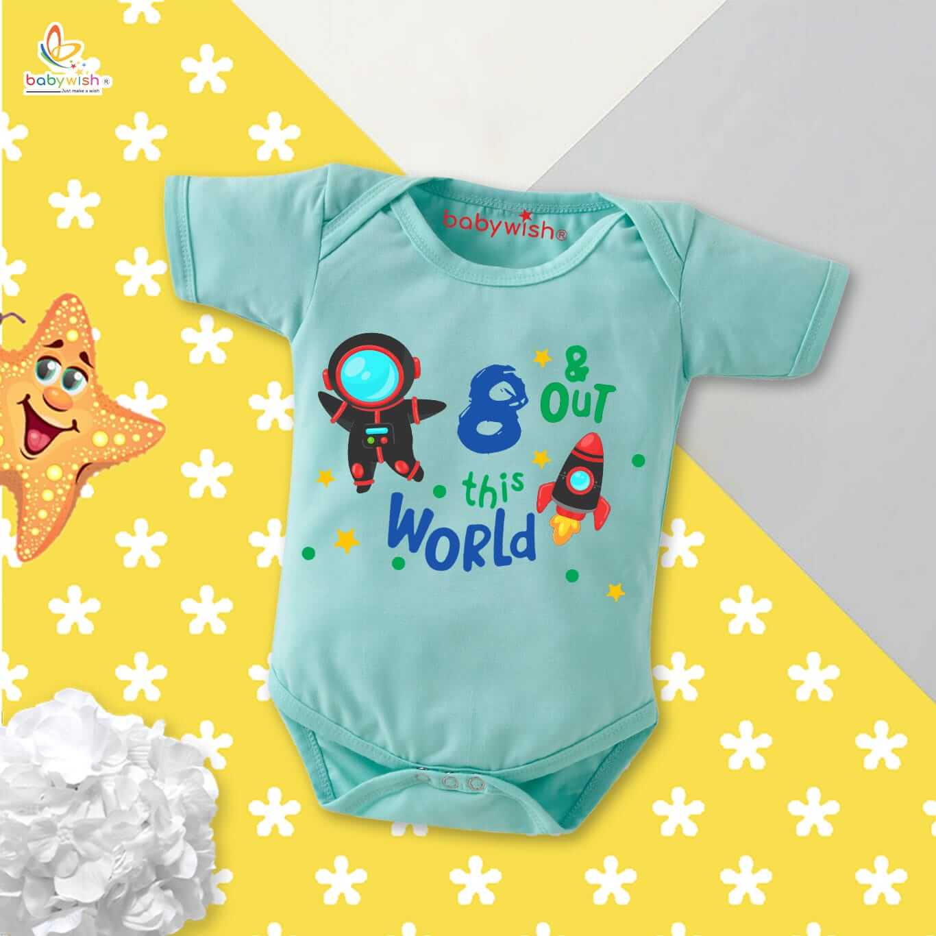 Eight Month Unisex Baby Romper Half Sleeve Round Neck Onesie for Newborns and Infants – Soft Cotton Comfortable Baby Jumpsuit for Boys and Girls, 6-12 Months