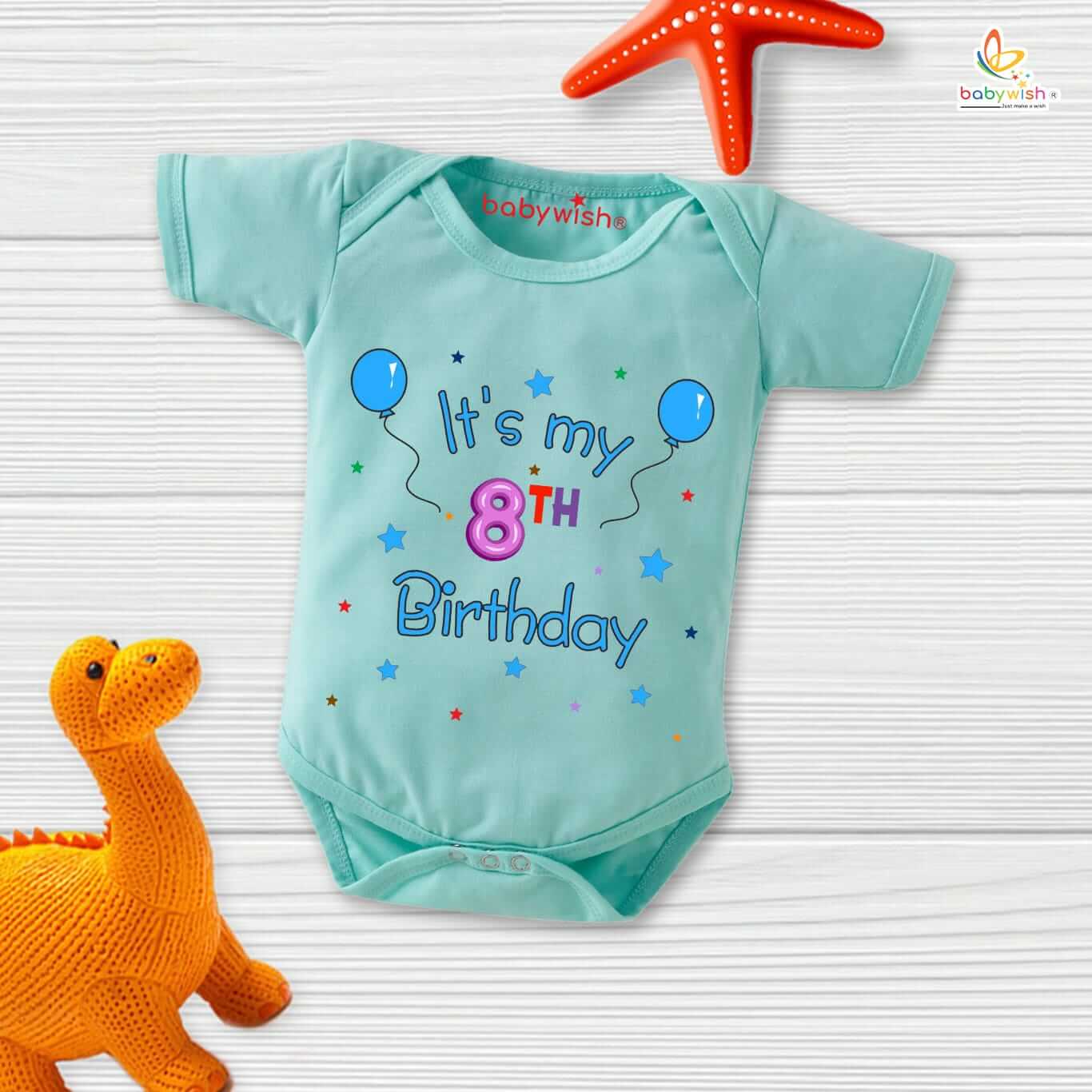 baby blue 8th birthday onesie its my 8th birthday cotton romper infant outfit cute baby birthday bodysuit