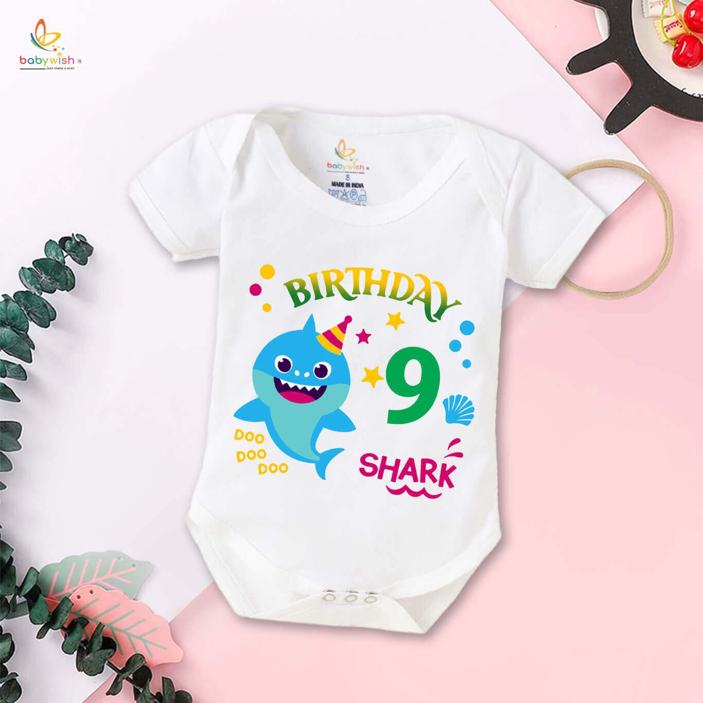 Nine month unisex baby romper half sleeve round neck onesie